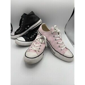 Set Of 2  women's converse size 10 Sneakers Black Hi Top Pink Low Top